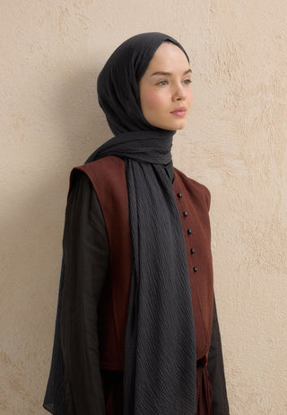 Modal Crinkle Hijab Smoke Gray