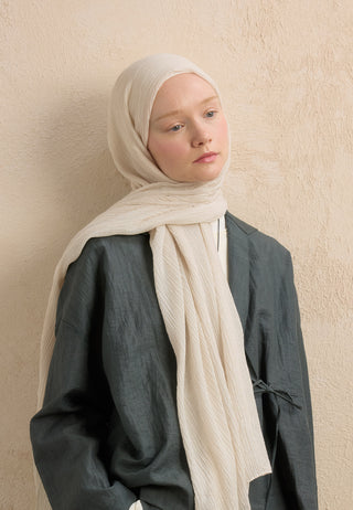 Modal Crinkle Hijab Ivory Beige