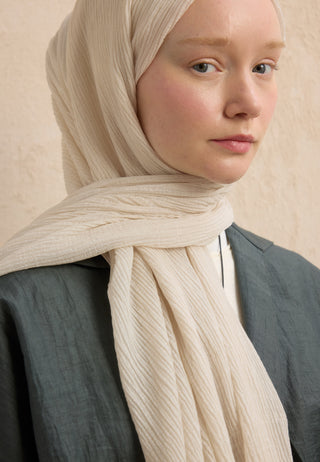 Modal Crinkle Hijab Ivory Beige