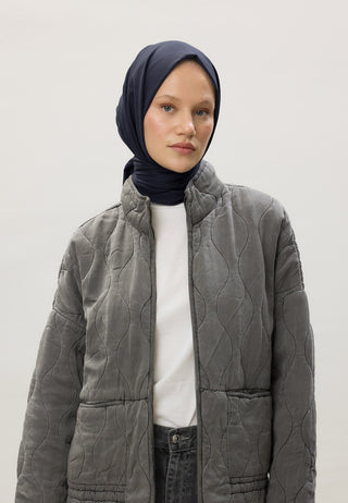 İNCE PAMUK VUAL ŞAL LACİVERT