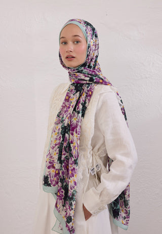 Cherry Blossom Patterned Rami Hijab Lotus