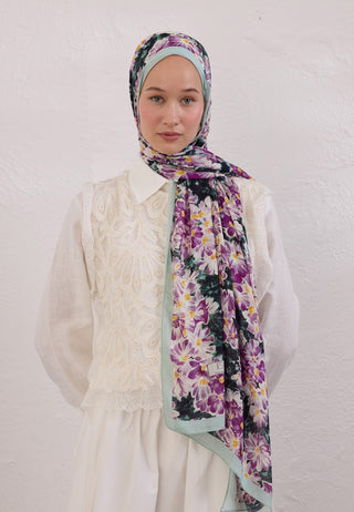 Cherry Blossom Patterned Rami Hijab Lotus