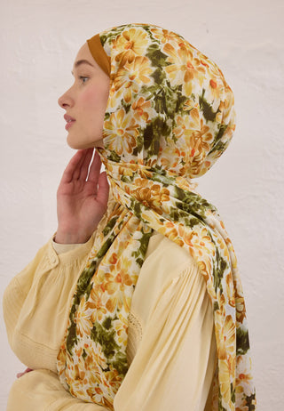 Cherry Blossom Patterned Rami Hijab Daylight
