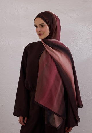 Color Brush Patterned Rami Hijab Dusty Rose