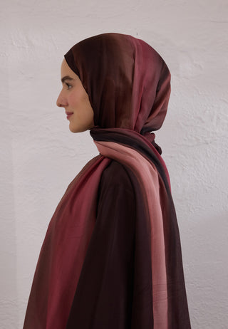 Color Brush Patterned Rami Hijab Dusty Rose