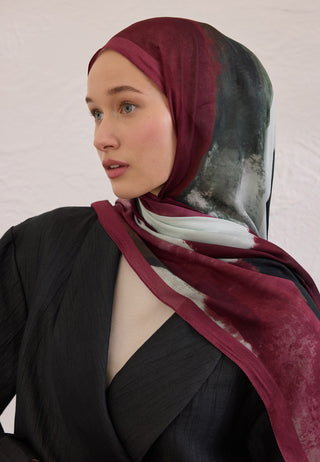 Color Waves Patterned Rami Hijab Burgundy