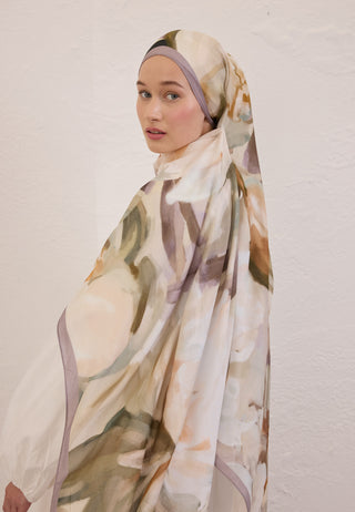 Gardenia Patterned Rami Hijab Soft Lilac