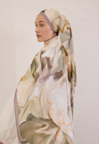Gardenia Patterned Rami Hijab Soft Lilac
