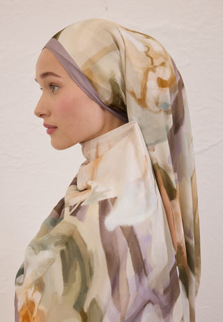 Gardenia Patterned Rami Hijab Soft Lilac