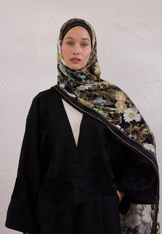 Jasmine Joy Patterned Rami Hijab Black