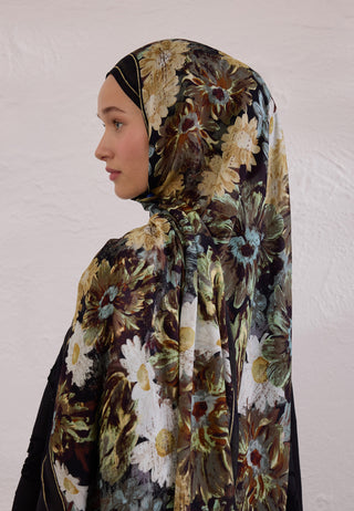 Jasmine Joy Patterned Rami Hijab Black