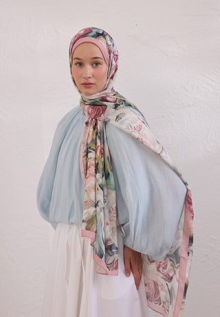 Nerissa Patterned Rami Hijab Soft Pink