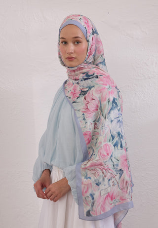 PURE FLORA DESEN RAMİ ŞAL PEMBE