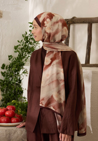 SOFT DAISY DESEN RAMİ ŞAL AĞAÇ KABUĞU