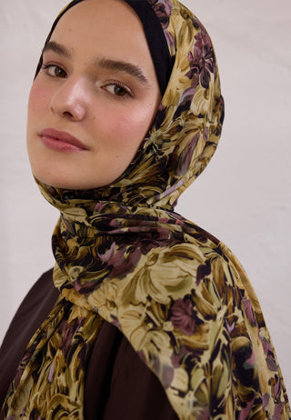 SUMMER BLOOM DESEN RAMİ ŞAL SİYAH