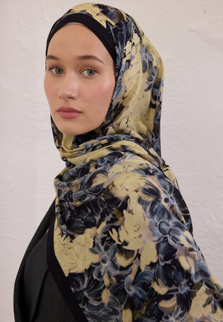 SUMMER BLOOM DESEN RAMİ ŞAL LACİVERT