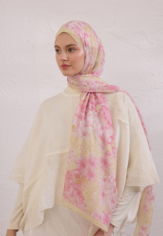 SUMMER BLOOM DESEN RAMİ ŞAL SOFT PEMBE