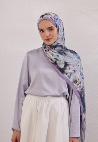 Vintage Rose Patterned Rami Hijab Lavender