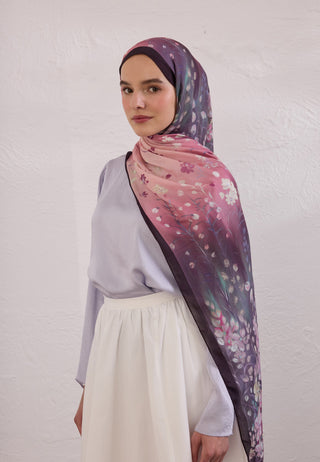 Wisteria Patterned Rami Hijab Purple