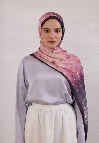 Wisteria Patterned Rami Hijab Purple