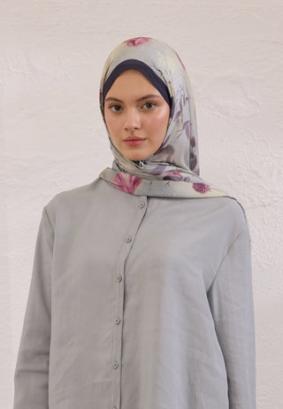 Sweet William Patterned Rami Hijab Soft Blue