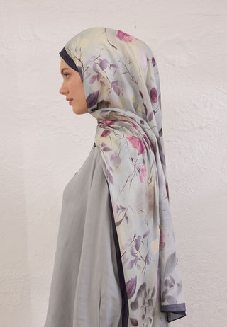 Sweet William Patterned Rami Hijab Soft Blue