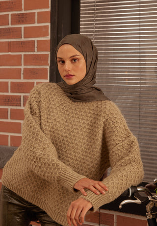 Houndstooth Jacquard Hijab Ash