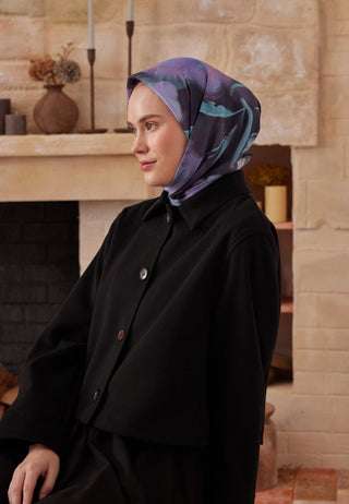 DARCY DESEN PAMUK İPEK EŞARP GECE MAVİSİ