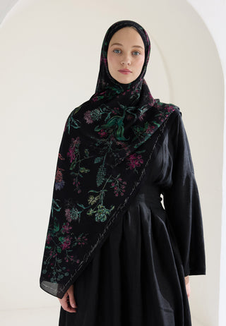 Garden Joy Floss Viscose Hijab Black