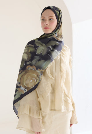 DARK GARDEN DESEN ŞAL ZEYTİN YEŞİLİ