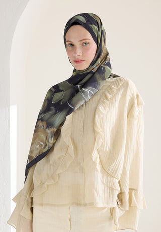 DARK GARDEN DESEN ŞAL ZEYTİN YEŞİLİ