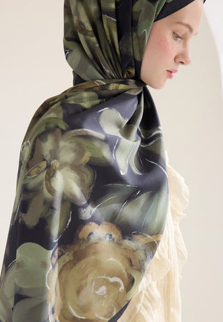 DARK GARDEN DESEN ŞAL ZEYTİN YEŞİLİ