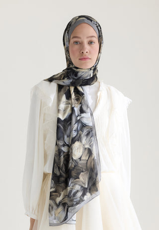 Rose Garden Floss Viscose Hijab Smoke Gray
