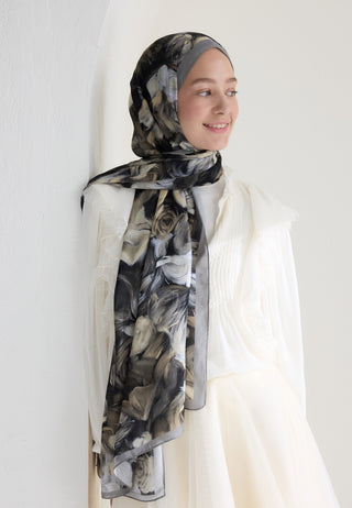 Rose Garden Floss Viscose Hijab Smoke Gray