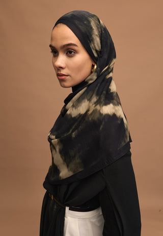 BATİK DESEN RAMİ ŞAL SİYAH