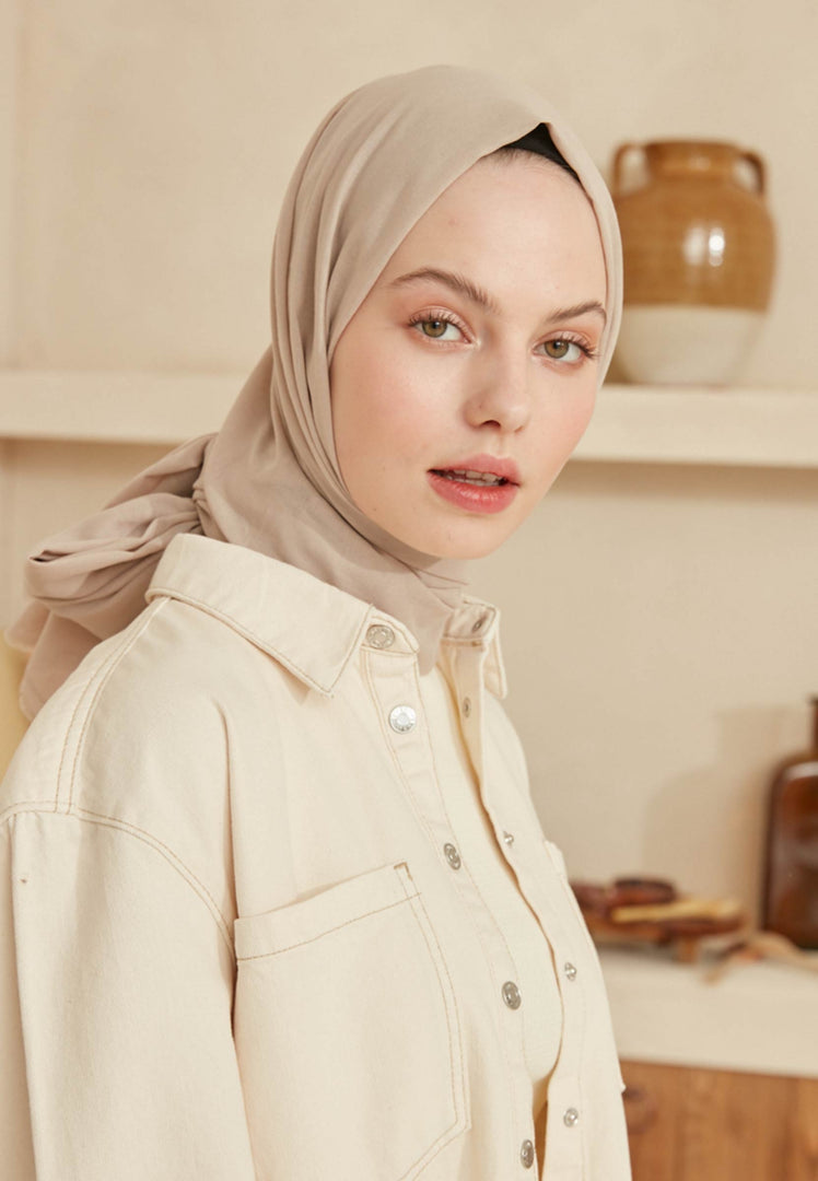 Thin Cotton Voile Hijab Beige