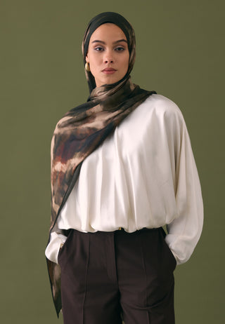 Batik Patterned Rami Hijab Brown