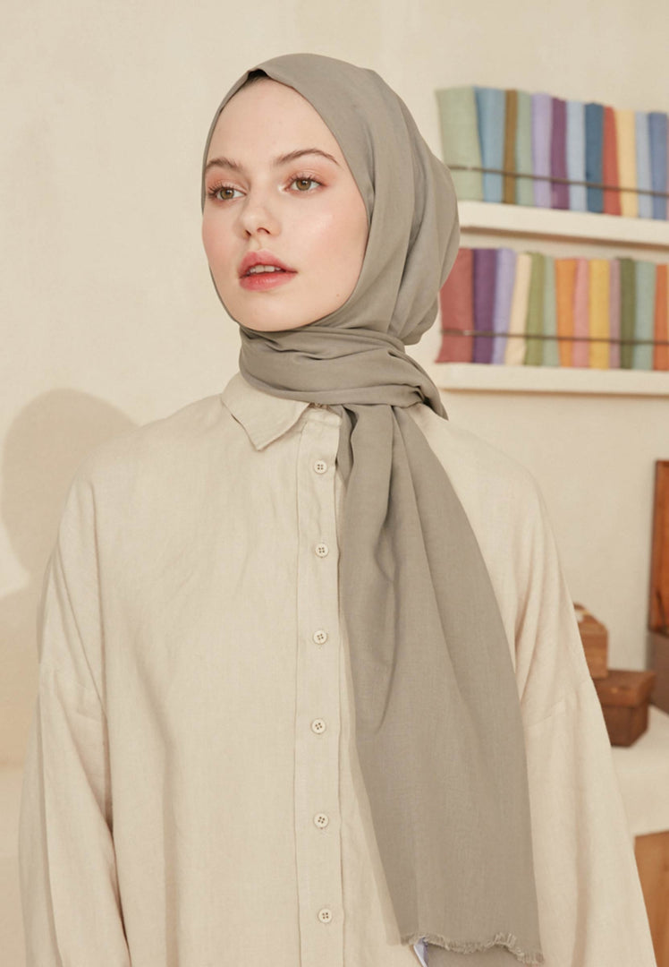 Thin Cotton Voile Hijab Silver