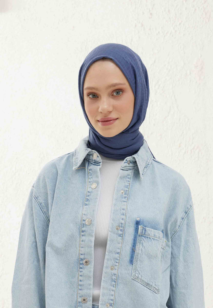 Crinkle Cotton Hijab Denim
