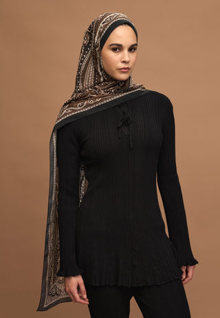 Ethnic Floral Patterned Hijab Earth