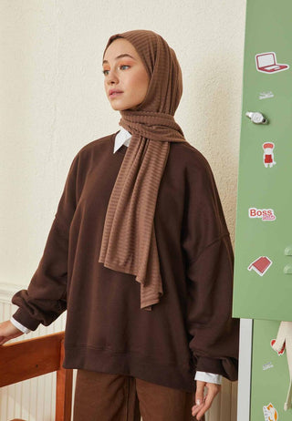 Comfy Jersey Hijab Dusty Brown