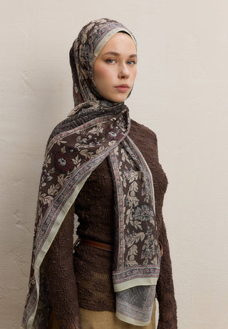 ADELLA DESEN İPEK KREP ŞAL ACI KAHVE