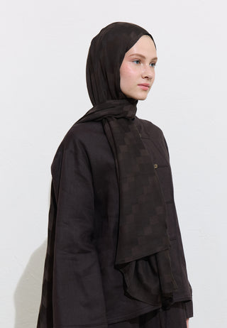 Nori Silky Jacquard Hijab Deep Brown