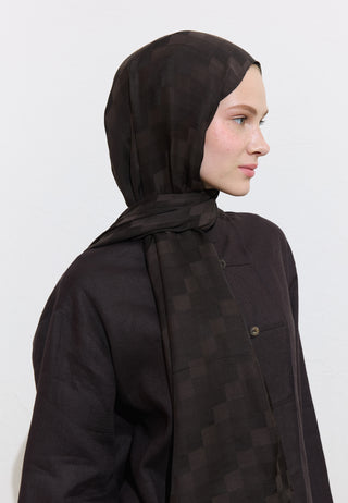 Nori Silky Jacquard Hijab Deep Brown