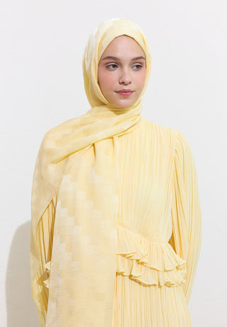 Nori Silky Jacquard Hijab Butter Yellow