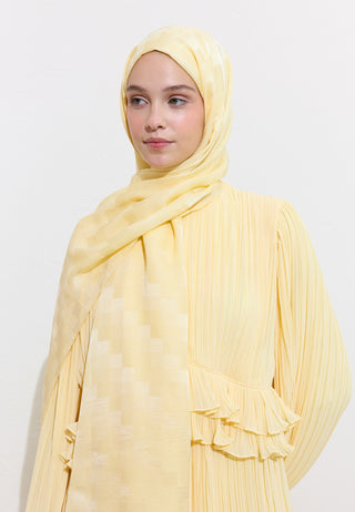 Nori Silky Jacquard Hijab Butter Yellow