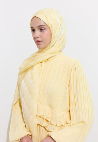 Nori Silky Jacquard Hijab Butter Yellow