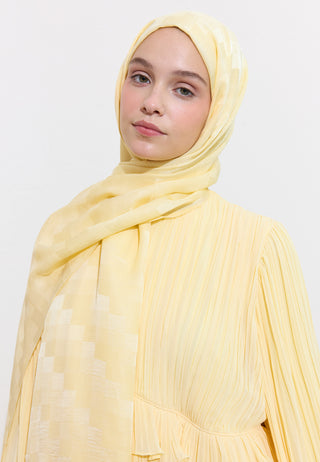 Nori Silky Jacquard Hijab Butter Yellow