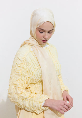 Nori Silky Jacquard Hijab Ivory Beige