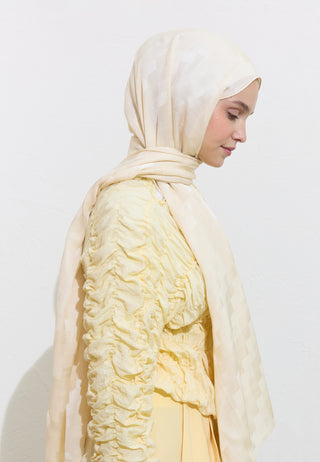 Nori Silky Jacquard Hijab Ivory Beige